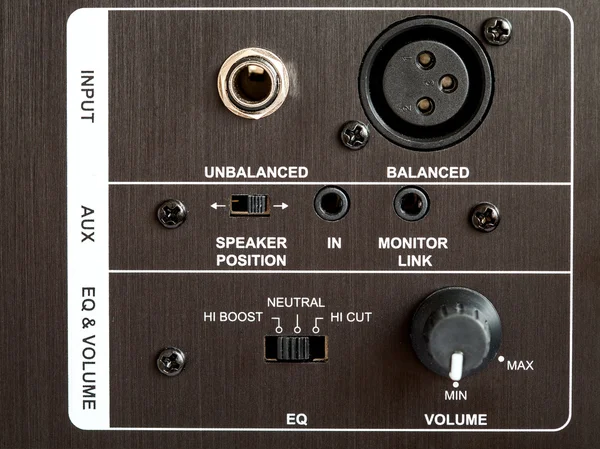 Połączenie audio panelu sterowania. — Zdjęcie stockowe