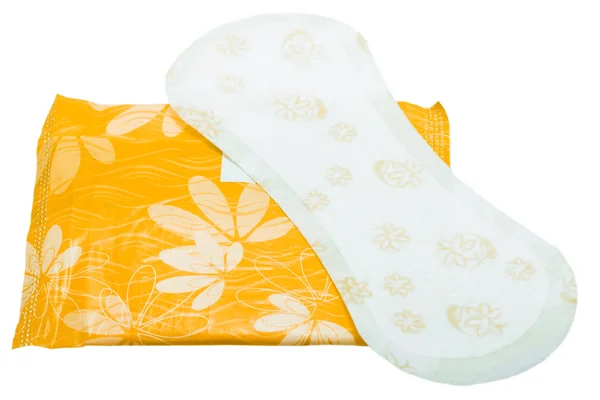 Beyaz bir arka plan üzerinde hijyenik ped.