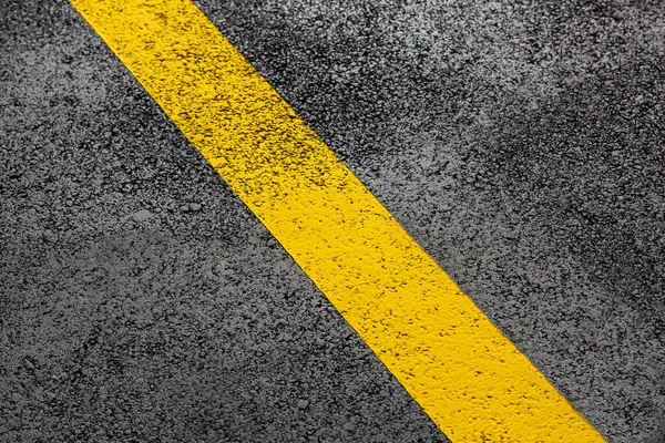 Yellow Markings New Highway Tarmak Road Surface Close Asphalt Texture — Stock Photo, Image