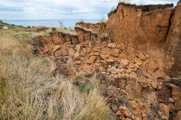 Erdrutsch Hängen Nach Bodendegradierung Regen Oder Grundwasser Und Erdbeben Zerstörte — Stockfoto