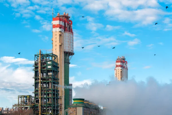 Anlage Zur Herstellung Von Ammoniak Düngemitteln Für Landwirtschaftliche Industriegebäude Die — Stockfoto