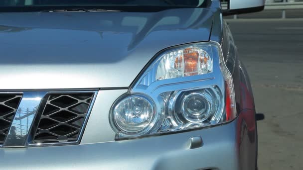 Faro Del Coche Xenón Con Intermitente Trabajo Intermitente Giro Amarillo — Vídeos de Stock