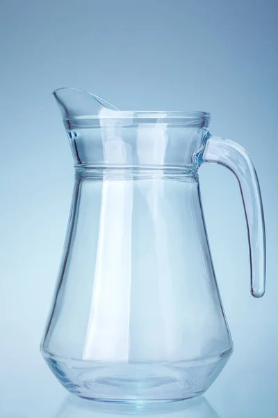 Glass Transparent Water Jug Handle Spout Isolated Light Cold Background — Stock Photo, Image