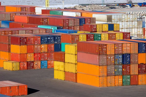 Havenmagazijn Van Een Containerterminal Met Export Lading Opgeslagen Bij Douanecontrole — Stockfoto