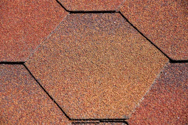 Protective Covering Roof Bitumen Shingles Hexagonal Shape Closeup Front View — Stock Photo, Image