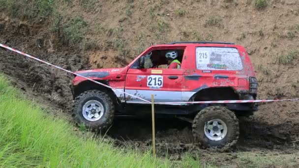 Odessa Ukraine Jule 2021 Rainforest Challenge Four Wheel Drive Red — 图库视频影像