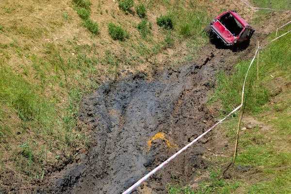 Foso Abierto Con Pendientes Terreno Todoterreno Para Competencia Que Conduce —  Fotos de Stock