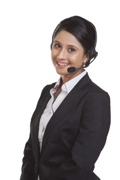 Representante do call center sorrindo — Fotografia de Stock