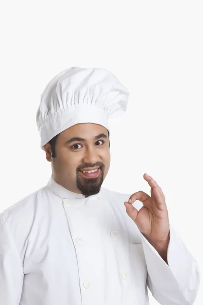 Chef giving ok hand gesture — Stock Photo, Image