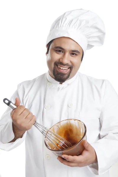 Chef mixt Schokolade — Stockfoto