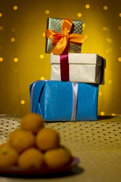 Geschenkboxen gestapelt — Stockfoto