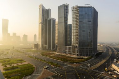 Dubai, Birleşik Arap Emirlikleri - Kasım 24: Business Bay manzarası Kasım sabahı 24,2014 Dubai, Birleşik Arap Emirlikleri