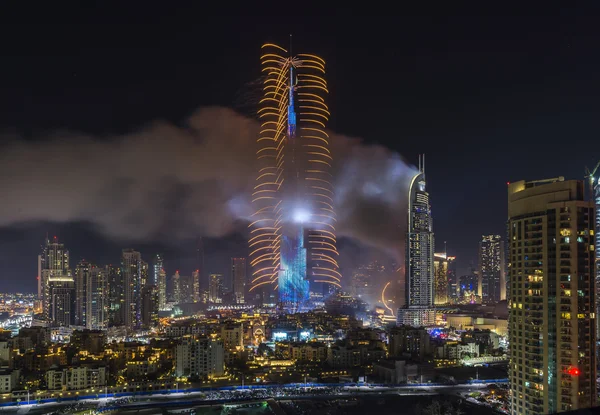 Dubai Burj Khalifa New Year 2016 fireworks — Stockfoto