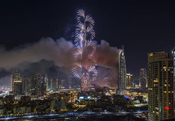 Dubai Burj Khalifa New Year 2016 fireworks — Stock fotografie