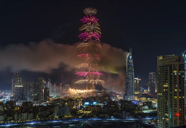 Dubai Burj Khalifa Ano Novo 2016 fogos de artifício — Fotografia de Stock