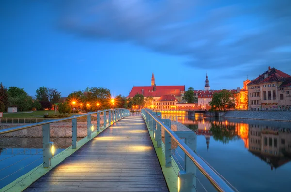 Paisaje de la ciudad noche Wroclaw — Foto de Stock