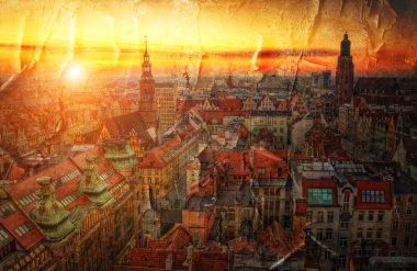 tarihi kentin bir retro görünüm stili wroclaw, Polonya