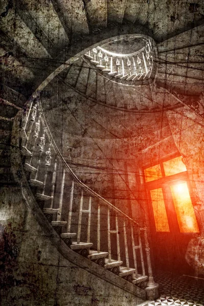 Старая винтовая лестница в стиле ретро — стоковое фото