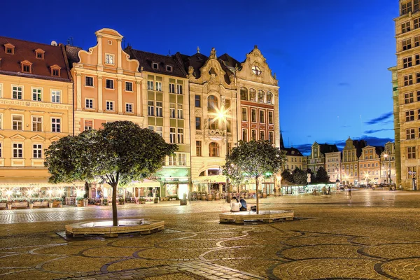 Wroclaw Old Town in de avond. — Stockfoto