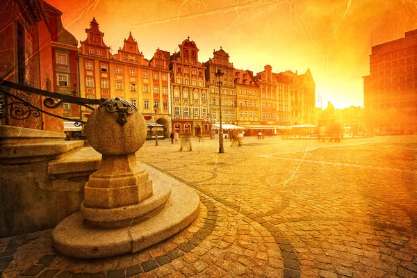 Wroclaw Old Town i retrostil — Stockfoto