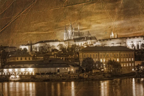 View of the old town Prague in retro style, Czech Republic. — Stock Photo, Image