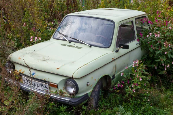 Новосибирск Россия 2020 Старый Заброшенный Автомобиль Очищенной Краской Демонтированными Частями — стоковое фото