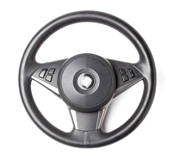 Multifunction Leather Steering Wheel Isolated Modern Multifunction Leather Steering Wheel — 스톡 사진