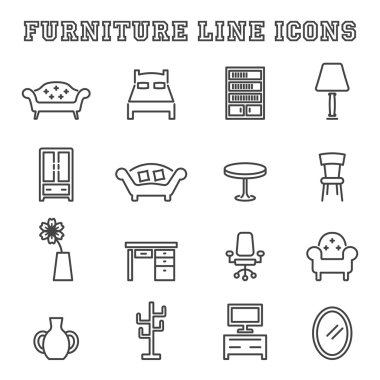 Mobilya çizgi simgeler