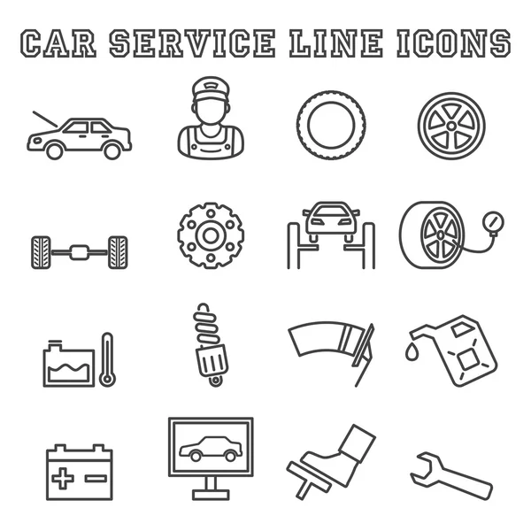 Icônes de ligne de service de voiture — Image vectorielle