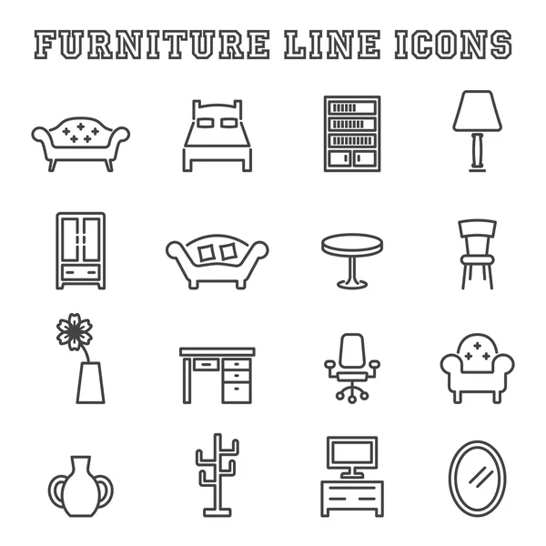 Iconos de línea de muebles — Vector de stock