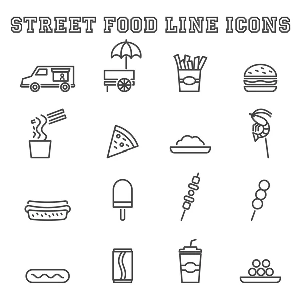 Symbole der Street-Food-Linie — Stockvektor