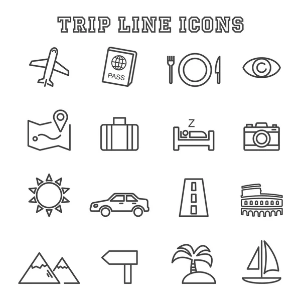 Línea de viaje iconos — Vector de stock