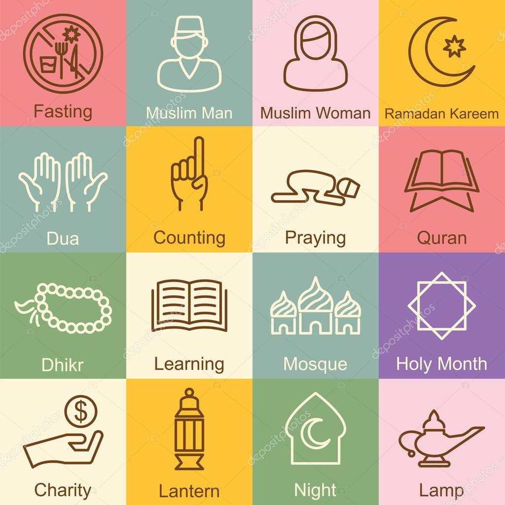 Ramadan outline design, vector infographic elements