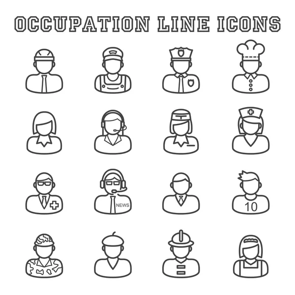 Ícones de linha de ocupação — Vetor de Stock