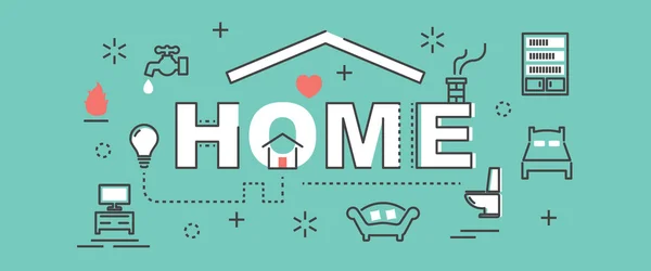 Home Outline Banner — Stockvektor