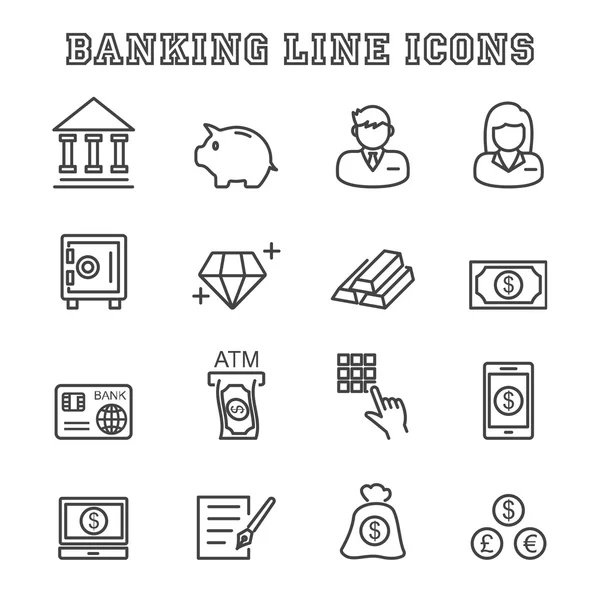 Iconos de línea bancaria — Archivo Imágenes Vectoriales