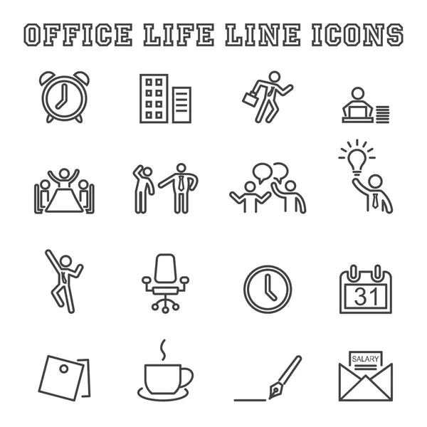 Office life line ikoner — Stock vektor