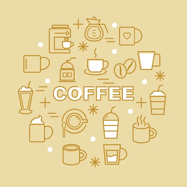 Koffie minimale overzicht pictogrammen — Stockvector