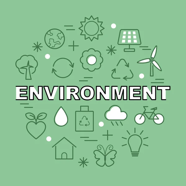 Environment minimal outline icons — Stock Vector