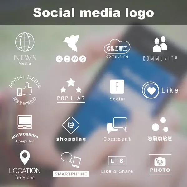 Logo de las redes sociales borrosa — Vector de stock