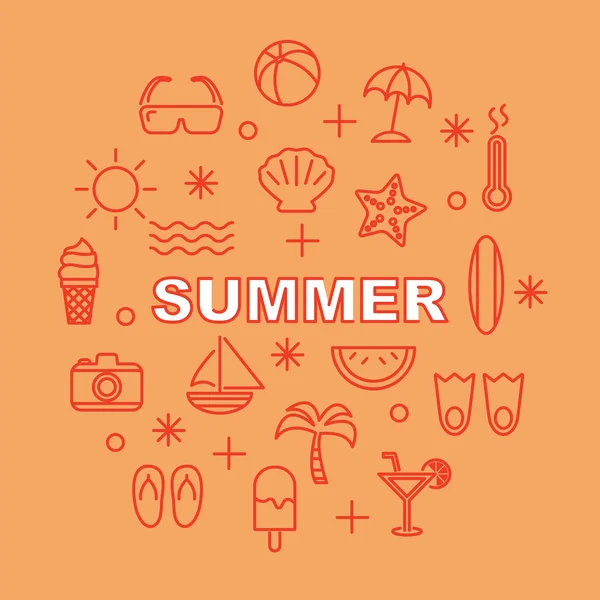 Summer minimal outline icons — Stock Vector