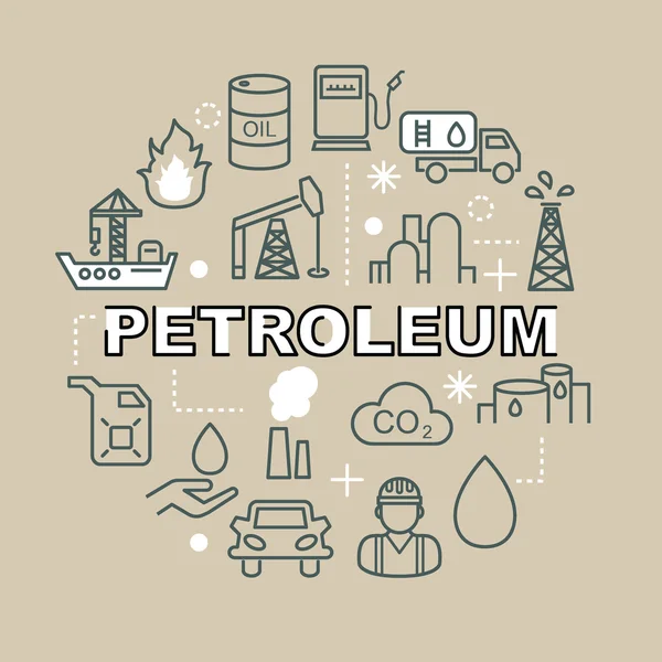 Petroleum minimal outline icons — Stock Vector