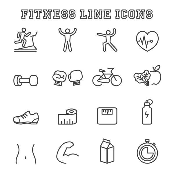 Ícones de linha de fitness — Vetor de Stock