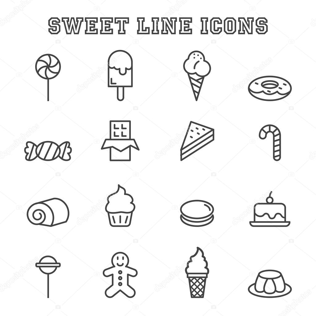 Sweet line icons, mono vector symbols