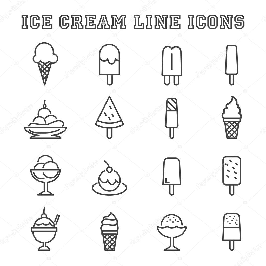 Ice cream line icons, mono vector symbols