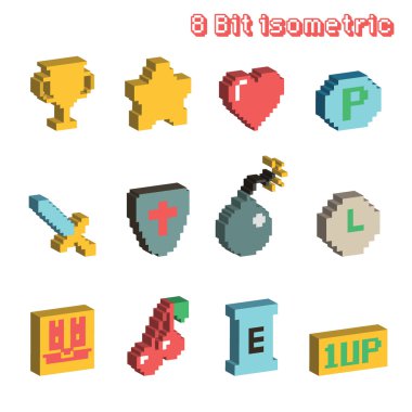 8 bit izometrik simgeler