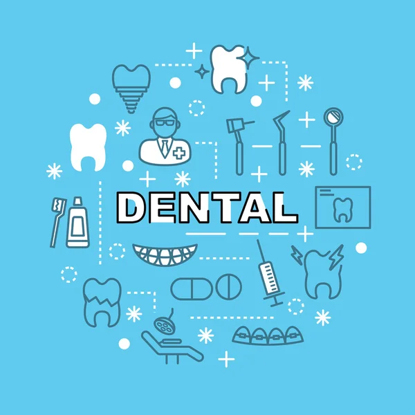 Dental minimal outline icons — Stock Vector