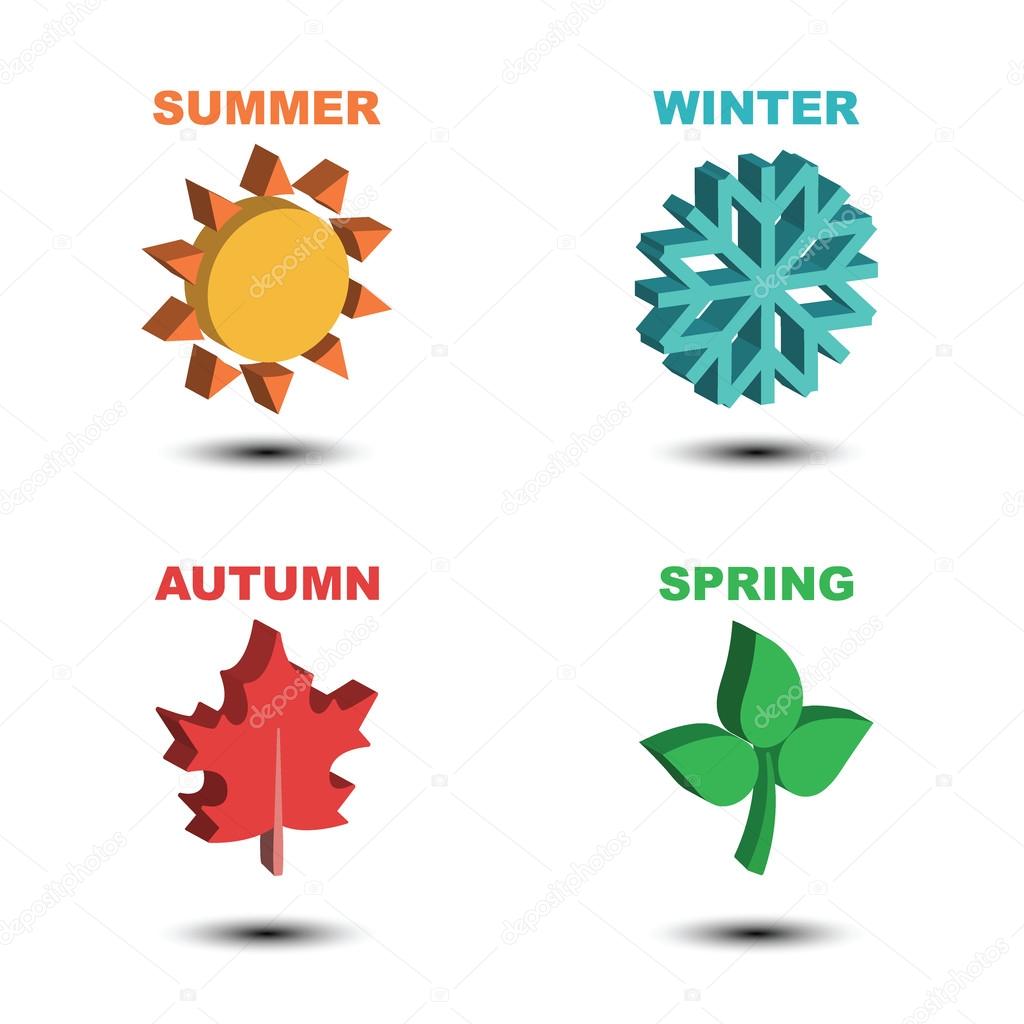 Four season isometric, vector logo elements