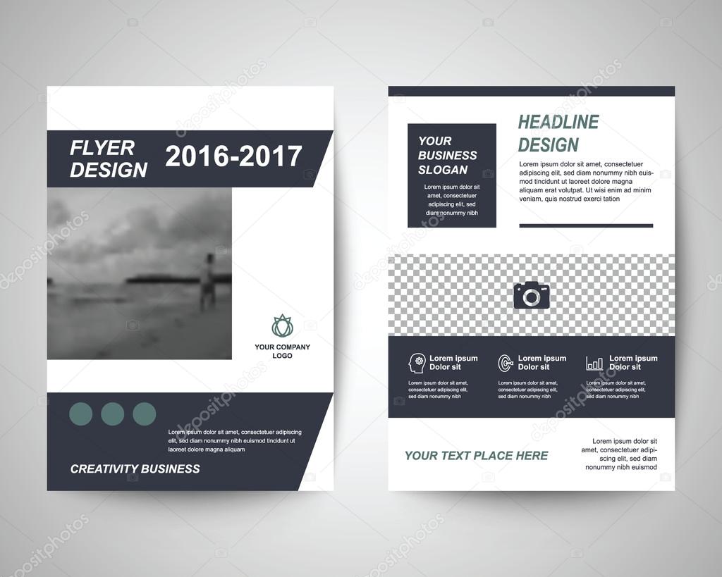 Black abstract flyer layout template, brochure background, leaflet with cover, vector design in a4 size for business annual report