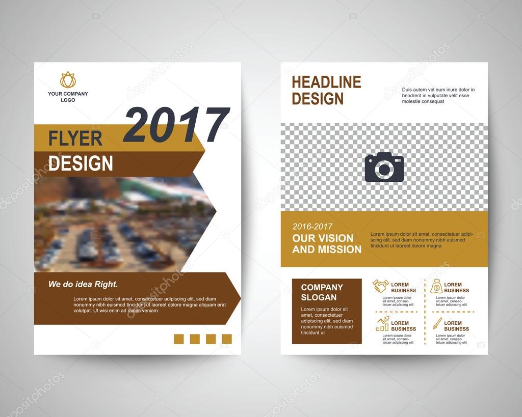 Brown abstract flyer layout template, brochure background, leaflet with cover, vector design in a4 size for business annual report